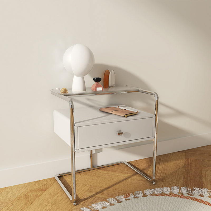 1 Shelf Glass Top Nightstand Contemporary Drawer Storage Night Table ,20.5" Tall