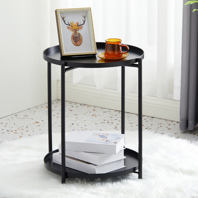 Contemporary Nightstand Metal Legs Included Night Table with 2 Shelves