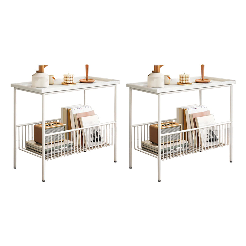 Contemporary Nightstand Metal Legs Included Night Table with 2 Shelves