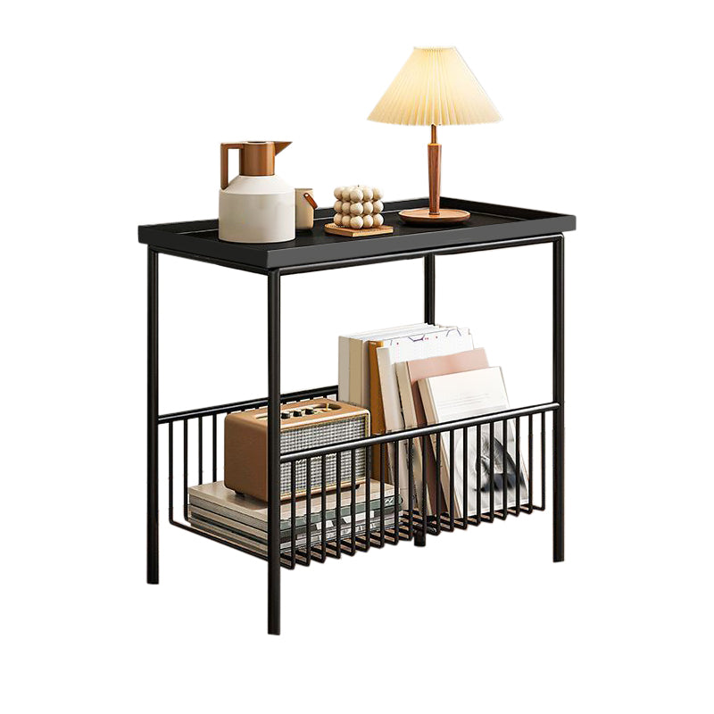 Contemporary Nightstand Metal Legs Included Night Table with 2 Shelves