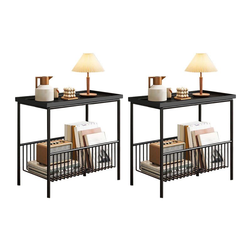 Contemporary Nightstand Metal Legs Included Night Table with 2 Shelves