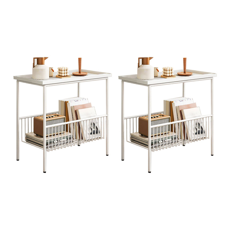 Contemporary Nightstand Metal Legs Included Night Table with 2 Shelves