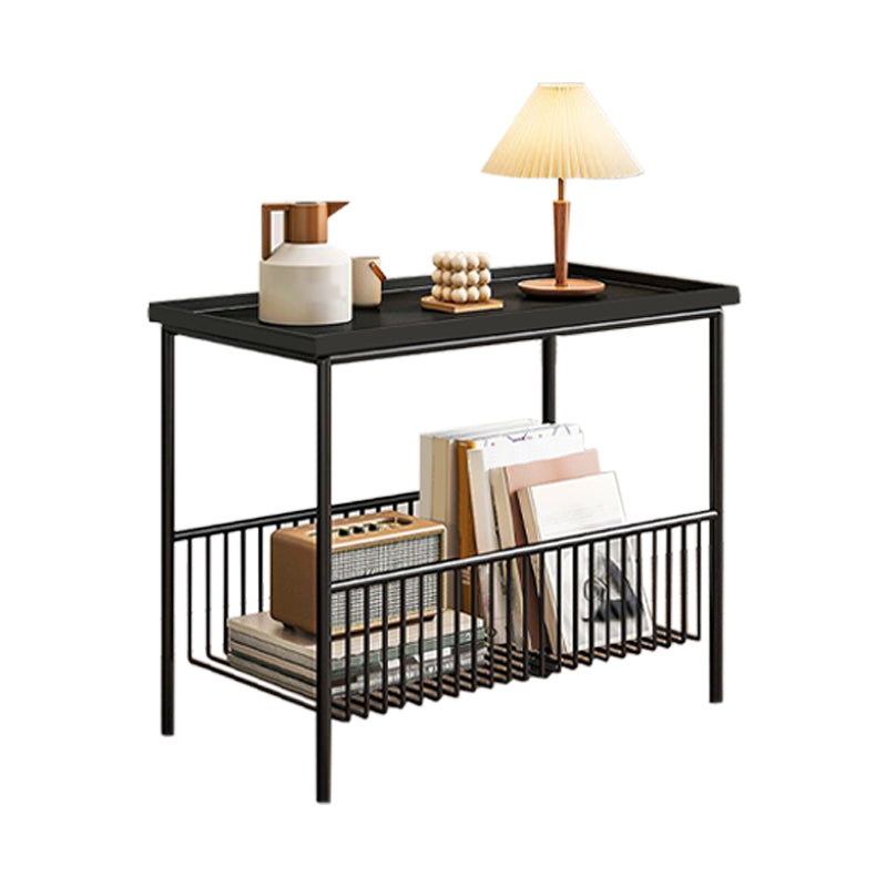 Contemporary Nightstand Metal Legs Included Night Table with 2 Shelves