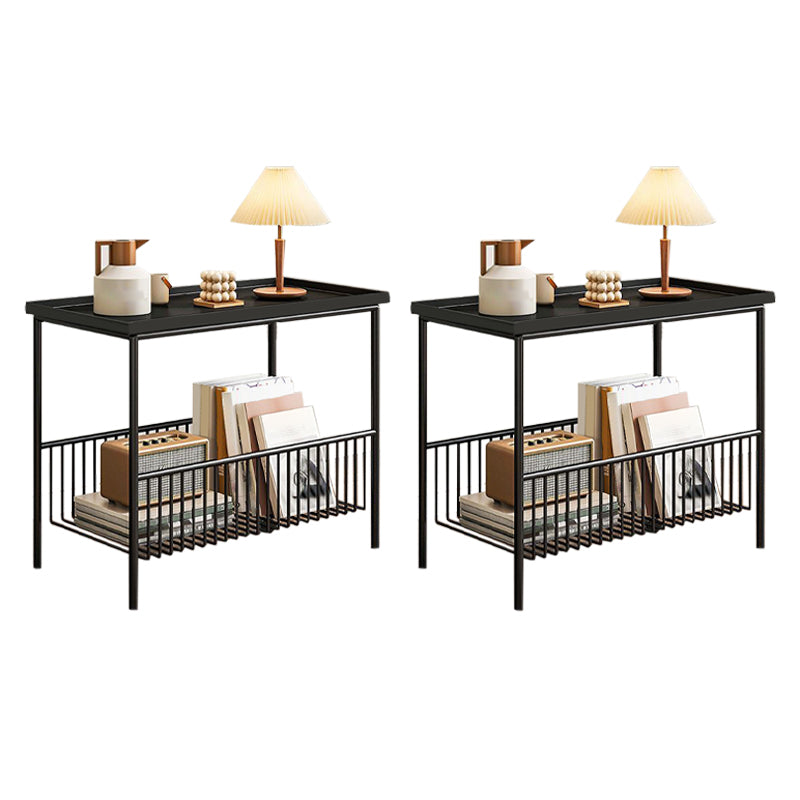 Contemporary Nightstand Metal Legs Included Night Table with 2 Shelves