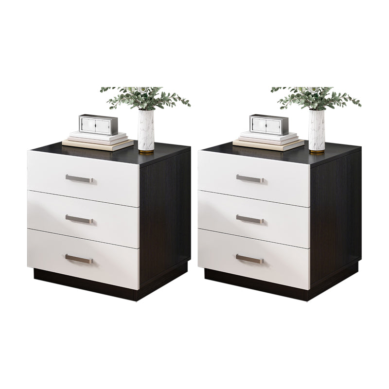 Contemporary Bedside Cabinet Faux Wood Night Table with Drawers