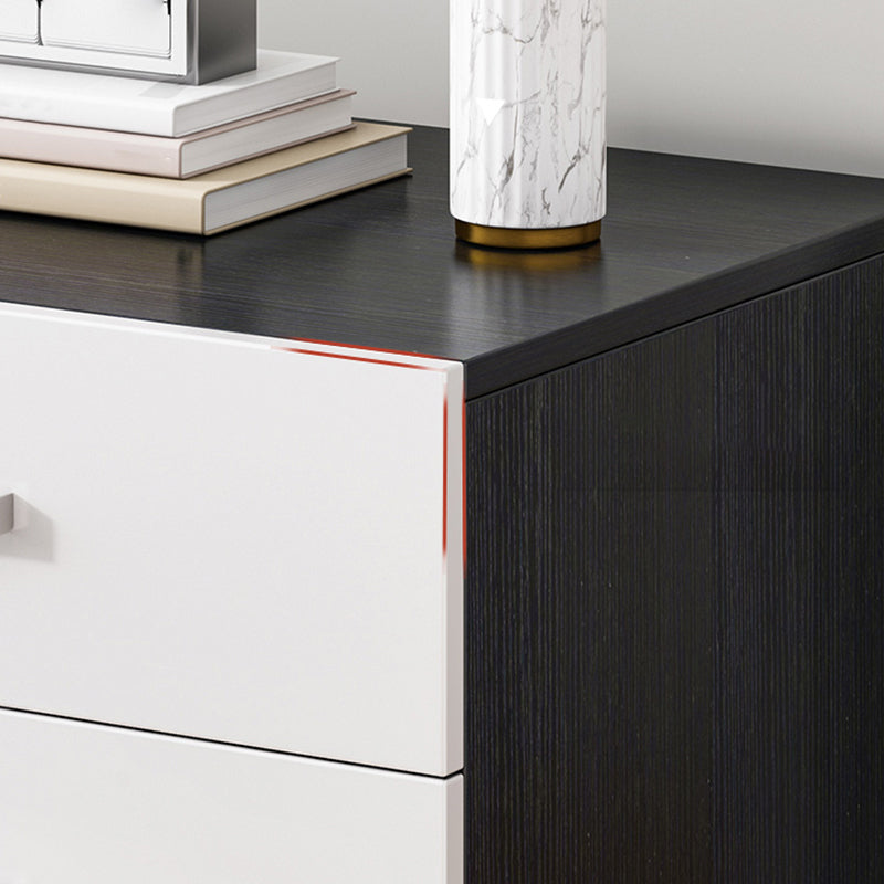 Contemporary Bedside Cabinet Faux Wood Night Table with Drawers