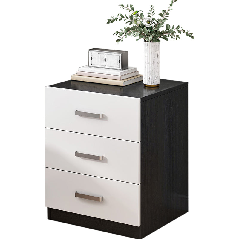 Contemporary Bedside Cabinet Faux Wood Night Table with Drawers