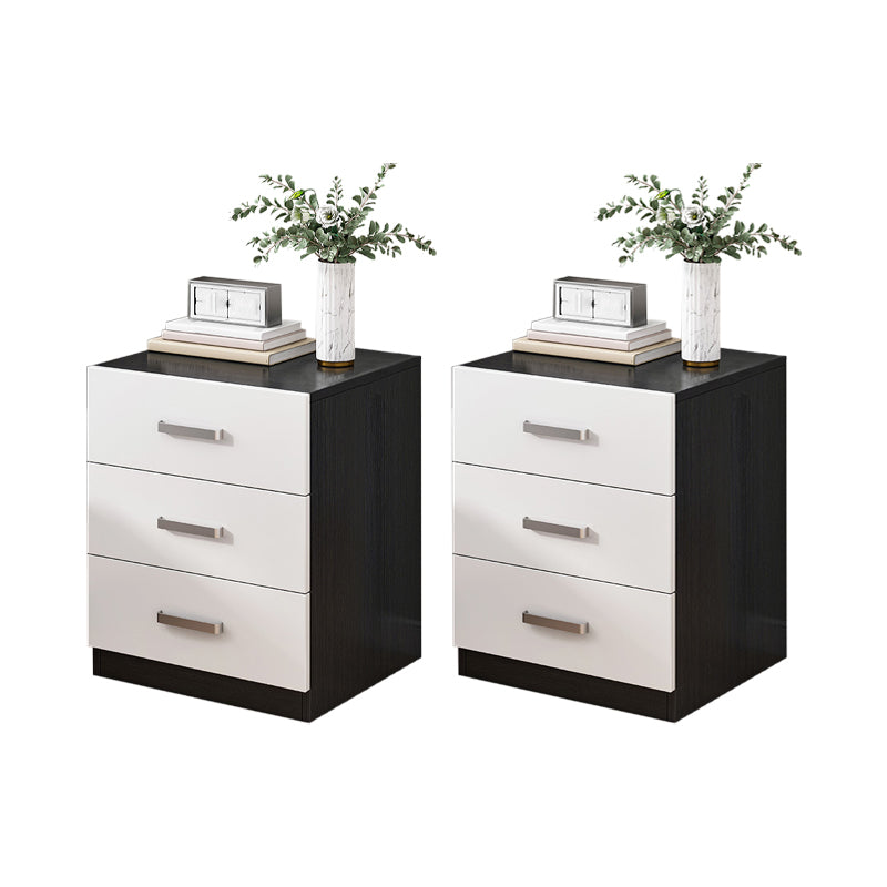 Contemporary Bedside Cabinet Faux Wood Night Table with Drawers