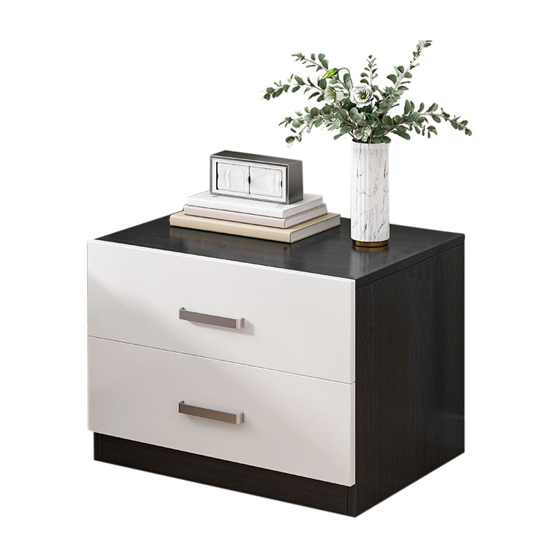 Contemporary Bedside Cabinet Faux Wood Night Table with Drawers