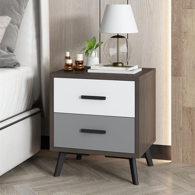 Contemporary Bed Nightstand Engineered Wood Night Table with Drawers