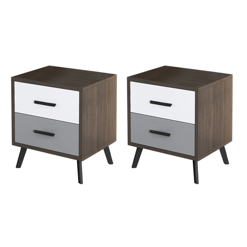 Contemporary Bed Nightstand Engineered Wood Night Table with Drawers