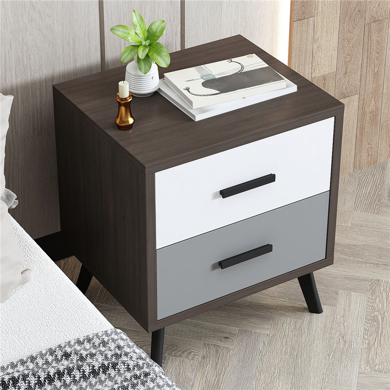 Contemporary Bed Nightstand Engineered Wood Night Table with Drawers