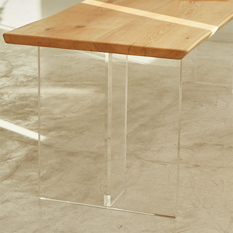 Modern Solid Wood Writing Desk 29.53-inch Tall Office Desk with Acrylic Legs