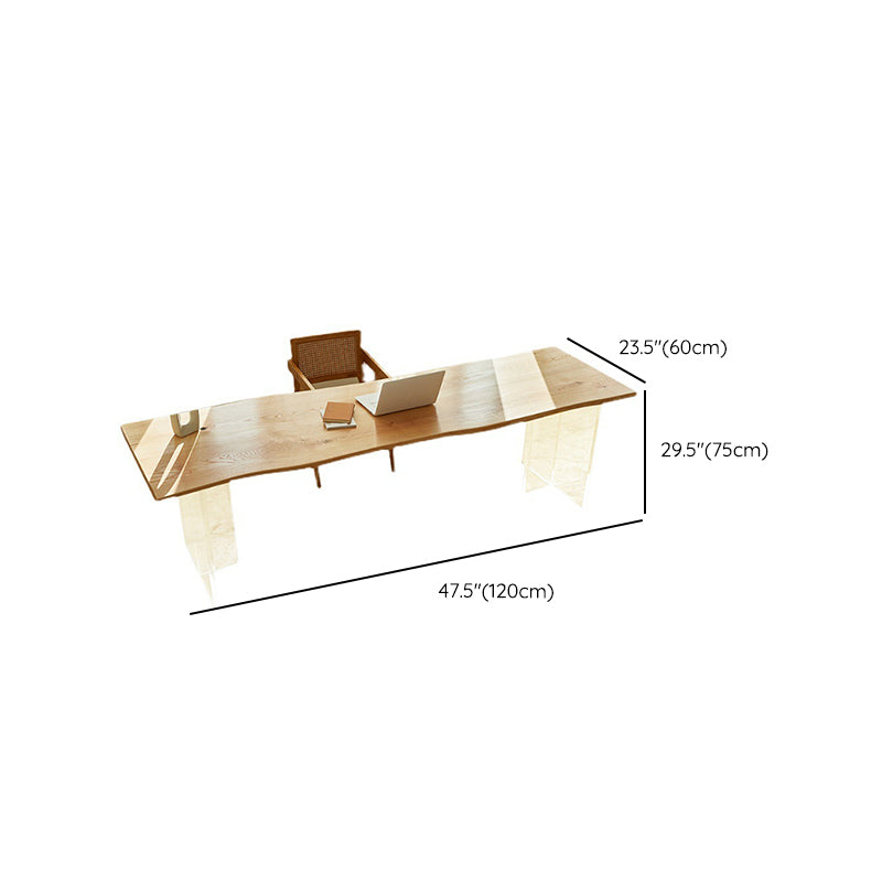 Modern Solid Wood Writing Desk 29.53-inch Tall Office Desk with Acrylic Legs