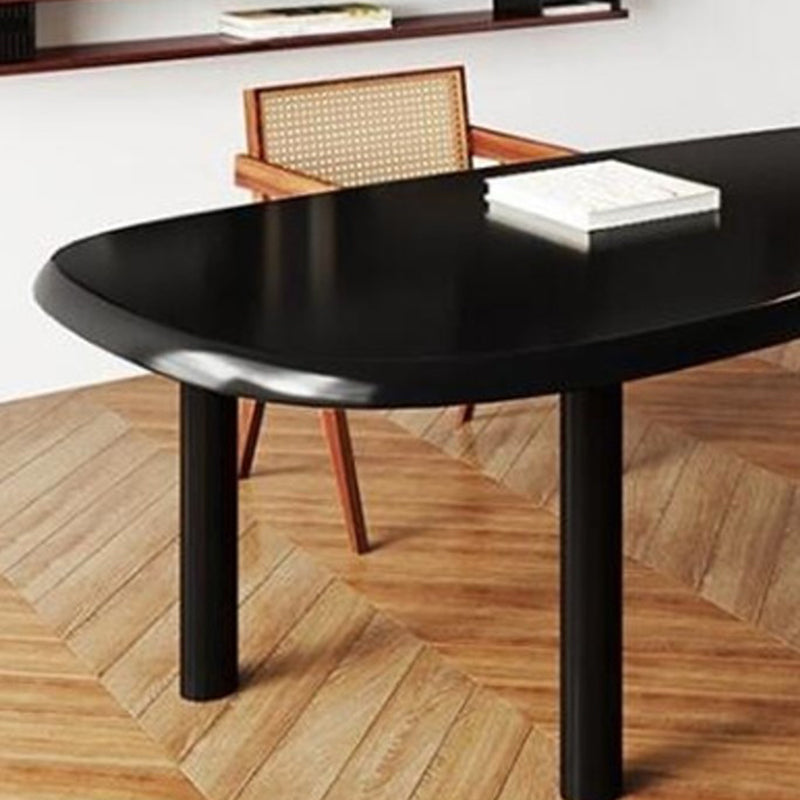 Industrial Writing Desk Solid Wood Office Desk in Black with Legs