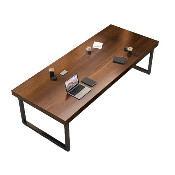 Industrial Rectangular Office Desk Solid Wood Writing Desk with Metal Legs