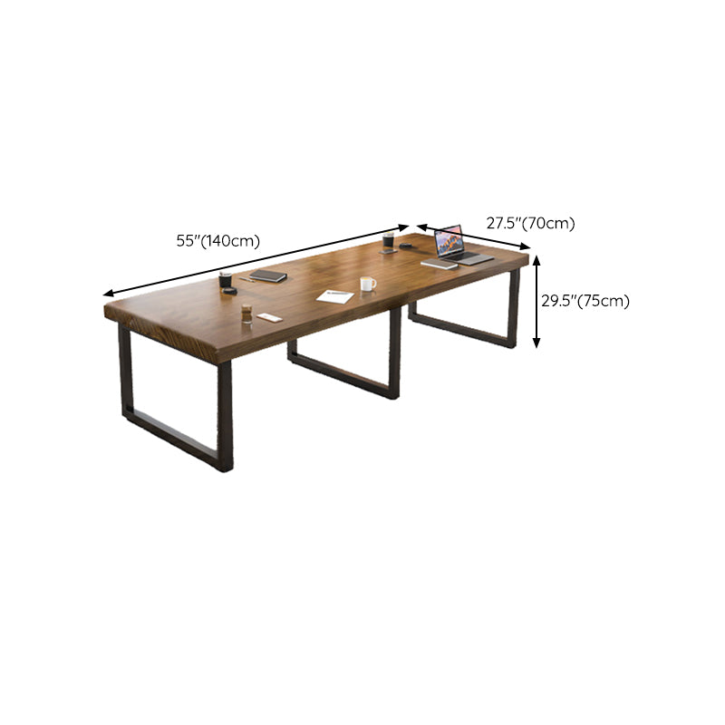 Industrial Rectangular Office Desk Solid Wood Executive Desk with Metal Legs