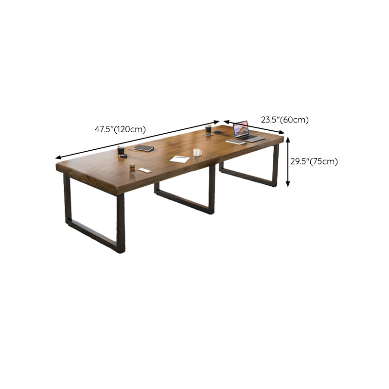 Industrial Rectangular Office Desk Solid Wood Executive Desk with Metal Legs