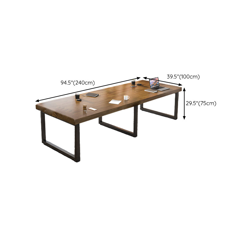 Industrial Rectangular Office Desk Solid Wood Executive Desk with Metal Legs