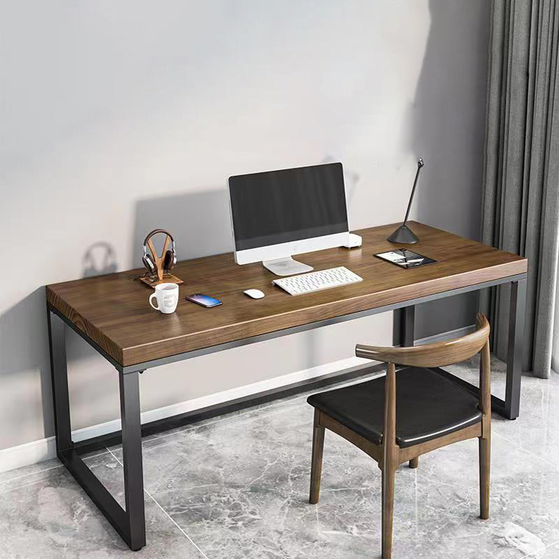 Rectangular Solid Wood Writing Desk Industrial with Metal Legs