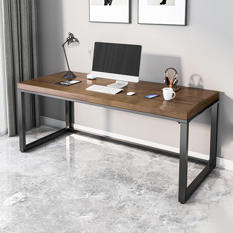 Rectangular Solid Wood Writing Desk Industrial with Metal Legs