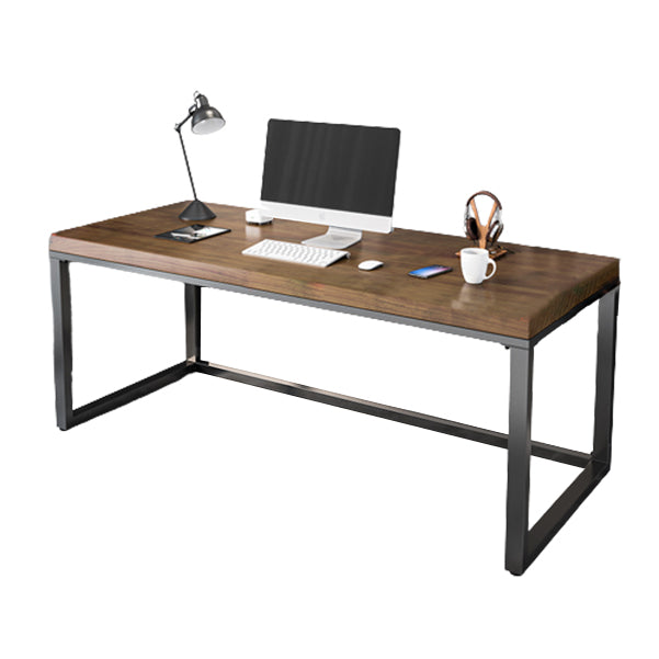 Rectangular Solid Wood Writing Desk Industrial with Metal Legs