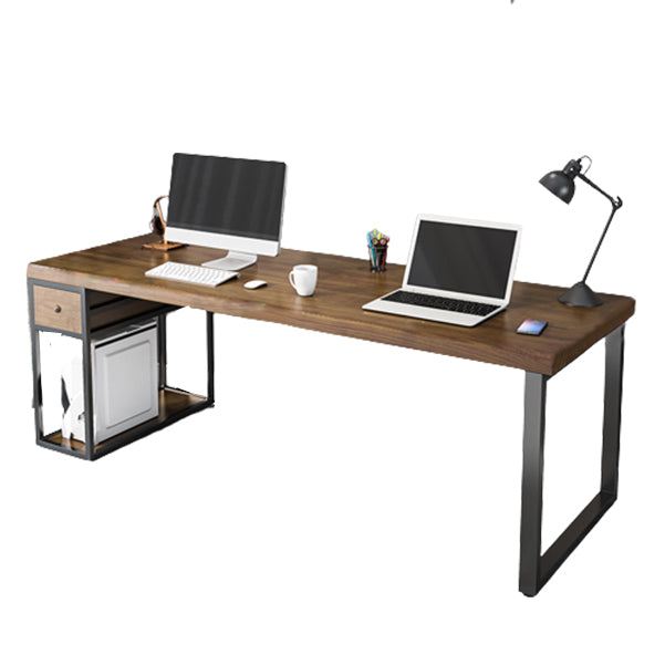 Rectangular Solid Wood Writing Desk Industrial with Metal Legs