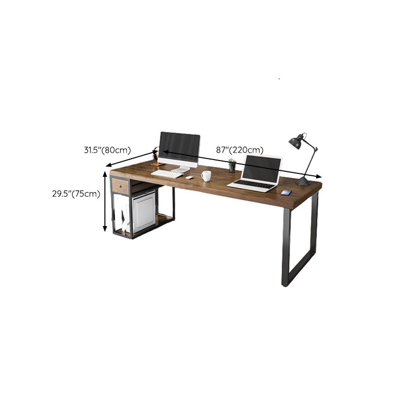 Rectangular Solid Wood Writing Desk Industrial with Metal Legs