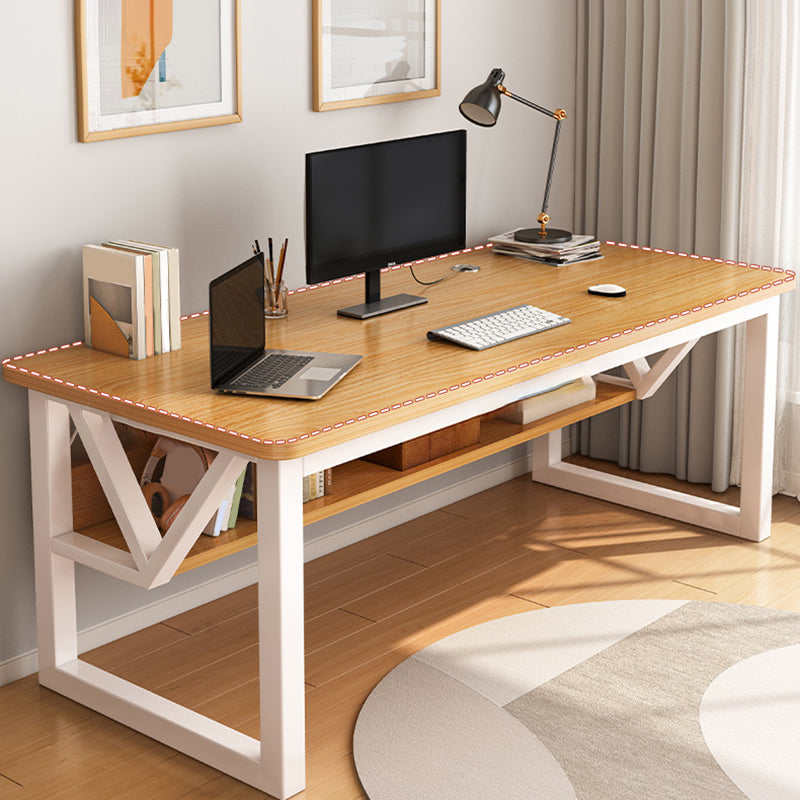 Industrial Curved Office Desk Antique Finish Computer Desk with Metal Legs