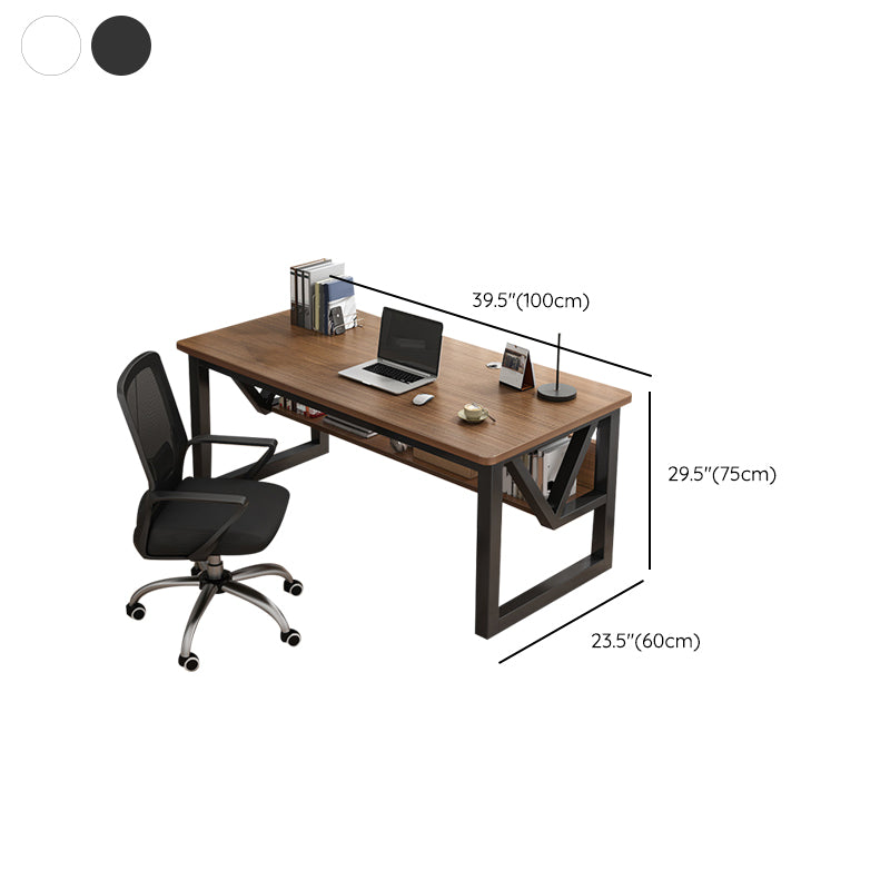 Industrial Curved Office Desk Antique Finish Computer Desk with Metal Legs