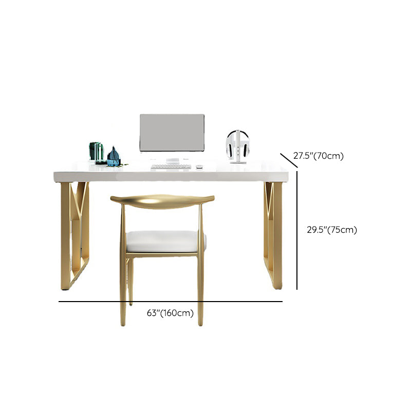 Glam Solid Wood Office Desk Sled Base 29.53" Tall Writing Desk