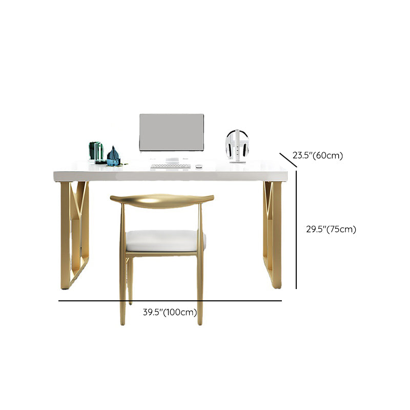 Glam Solid Wood Office Desk Sled Base 29.53" Tall Writing Desk