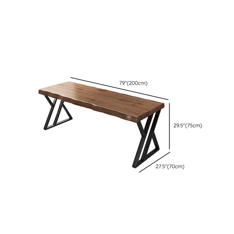 Industrial Solid Wood Office Desk 27.6-inch Wide Writing Desk with Iron Legs