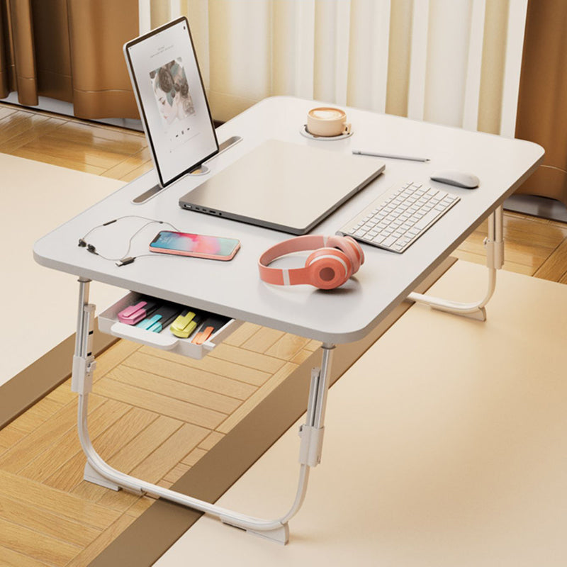 Contemporary Engineered Wood Writing Desk Bedroom Office Desk with White Legs