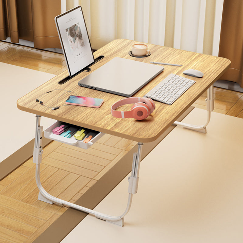 Contemporary Engineered Wood Writing Desk Bedroom Office Desk with White Legs