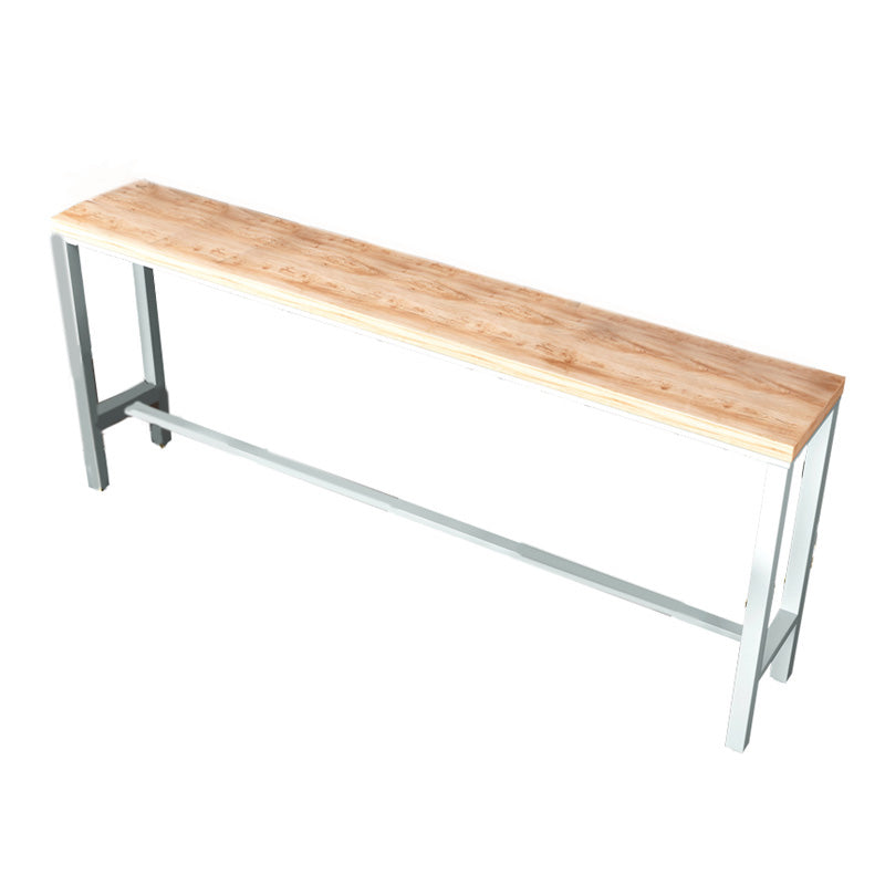 Contemporary Rectangle Bistro Bar Desk Solid Wood Trestle Base Bar Dining Table