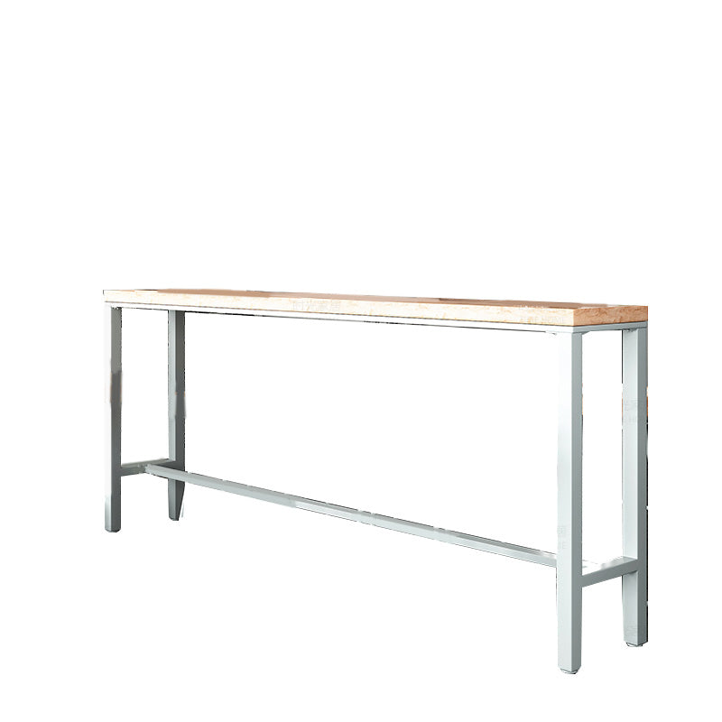 Contemporary Rectangle Bistro Bar Desk Solid Wood Trestle Base Bar Dining Table