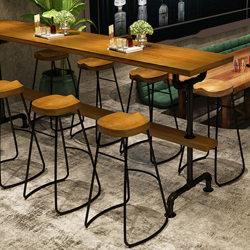 Rectangular Bar Height Table Black Legs and Metal Base Bistro Bar Table