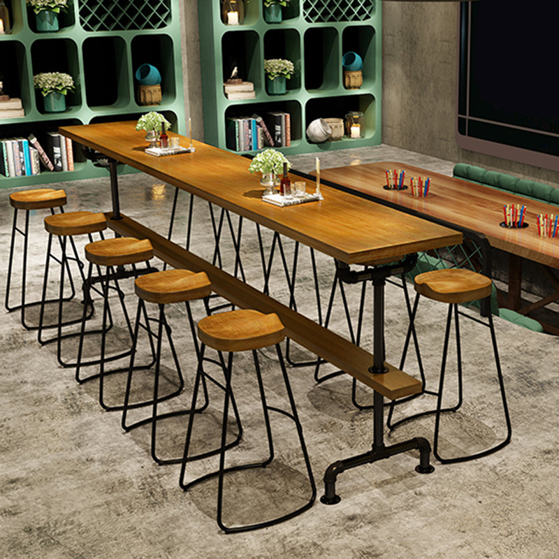 Rectangular Bar Height Table Black Legs and Metal Base Bistro Bar Table