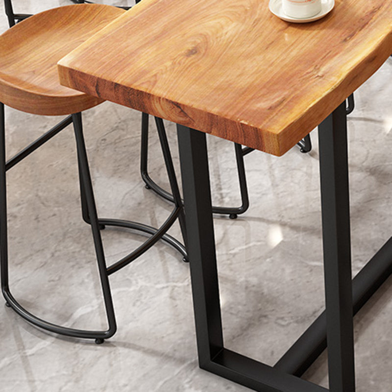 Rectangular Bar Height Table Black Metal Base Bar Table for Dining Room