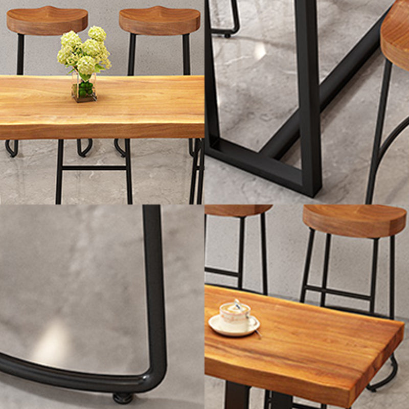 Rectangular Bar Height Table Black Metal Base Bar Table for Dining Room