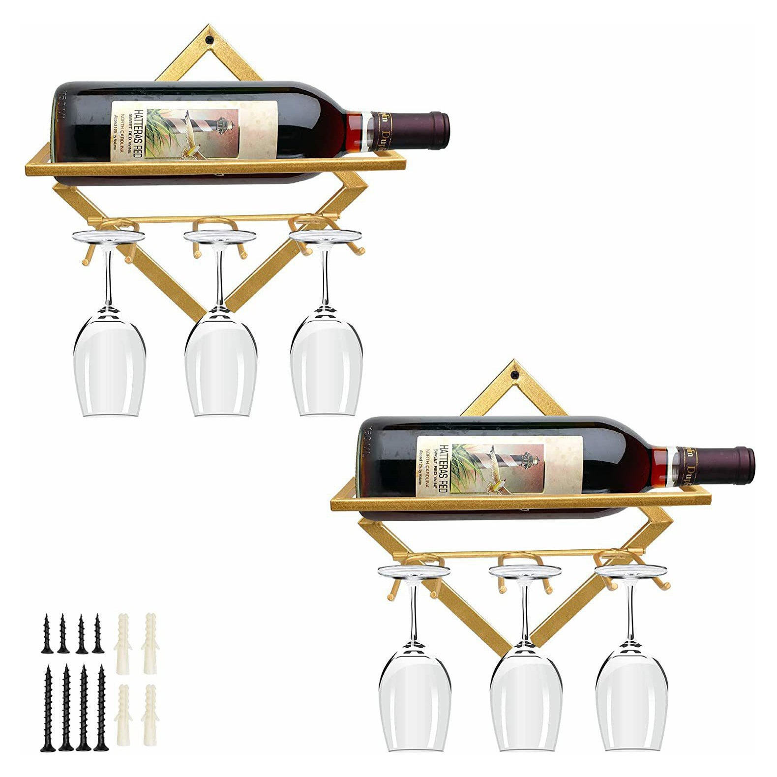 Metal Wall Mounted Wine Rack Contemporary Wine Holder for Living Room