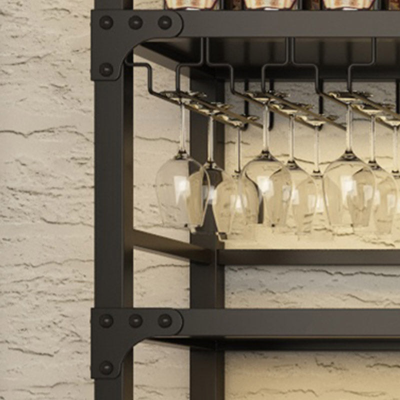 Metal Floor Wine Bottle & Glass Rack Contemporary Wine Rack Kit with Shelf