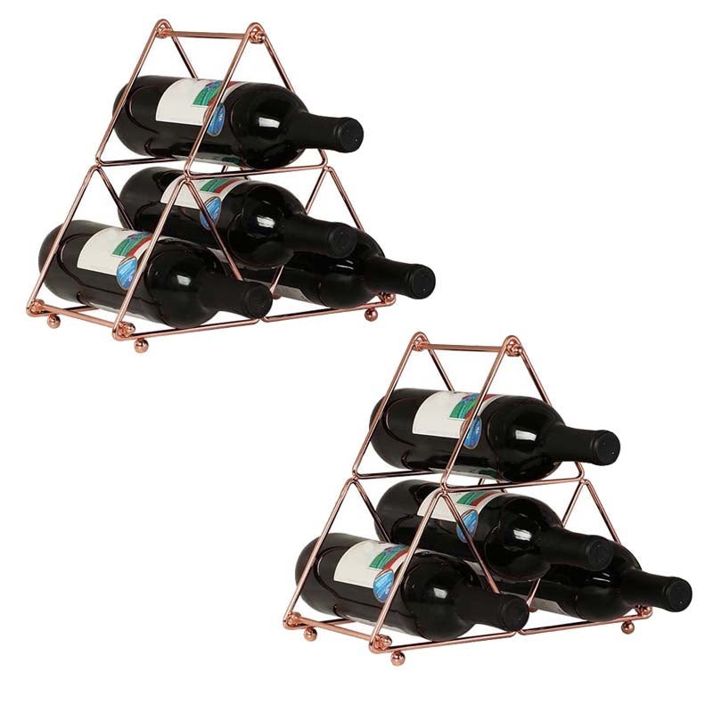 Contemporary Iron Wine Bottle Holder Countertop Bottle Rack for Living Room
