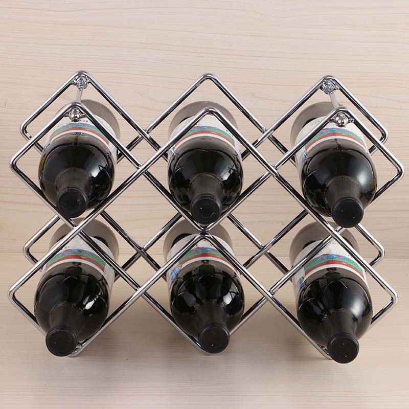 Contemporary Iron Wine Bottle Holder Countertop Bottle Rack for Living Room