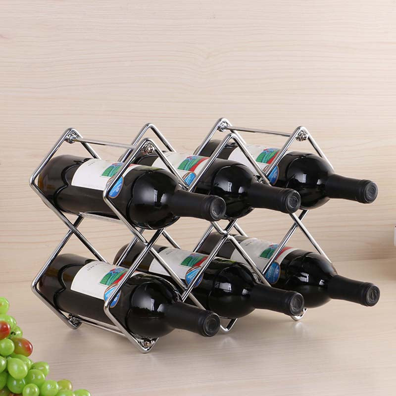 Contemporary Iron Wine Bottle Holder Countertop Bottle Rack for Living Room