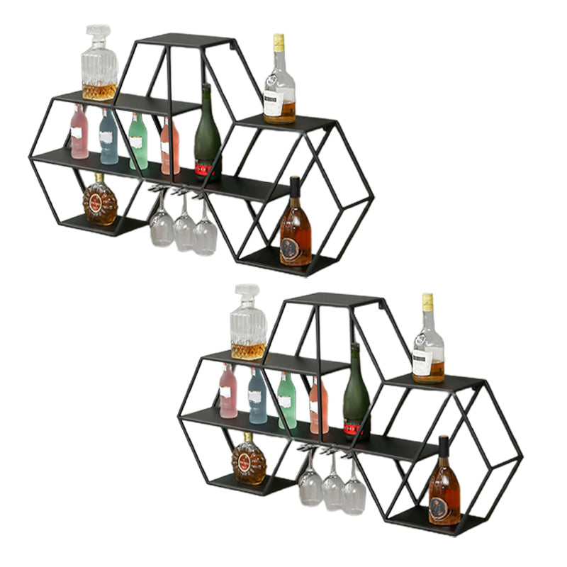 Contemporary Wall Mounted Wine Rack Iron Wine Shelf for Kitchen