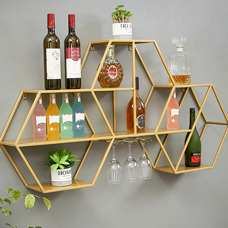 Contemporary Wall Mounted Wine Rack Iron Wine Shelf for Kitchen