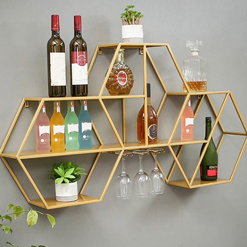 Contemporary Wall Mounted Wine Rack Iron Wine Shelf for Kitchen