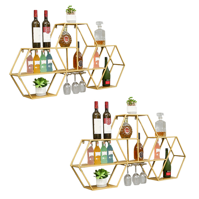 Contemporary Wall Mounted Wine Rack Iron Wine Shelf for Kitchen